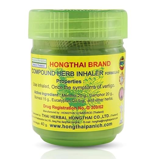 Hong Thai Traditional Herbal Inhaler 50g | Thai Herbal Nasal Inhaler for Nasal Congestion, Dizziness, Headache & Refreshing Aromatherapy