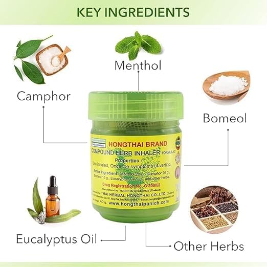 Hong Thai Traditional Herbal Inhaler 50g | Thai Herbal Nasal Inhaler for Nasal Congestion, Dizziness, Headache & Refreshing Aromatherapy