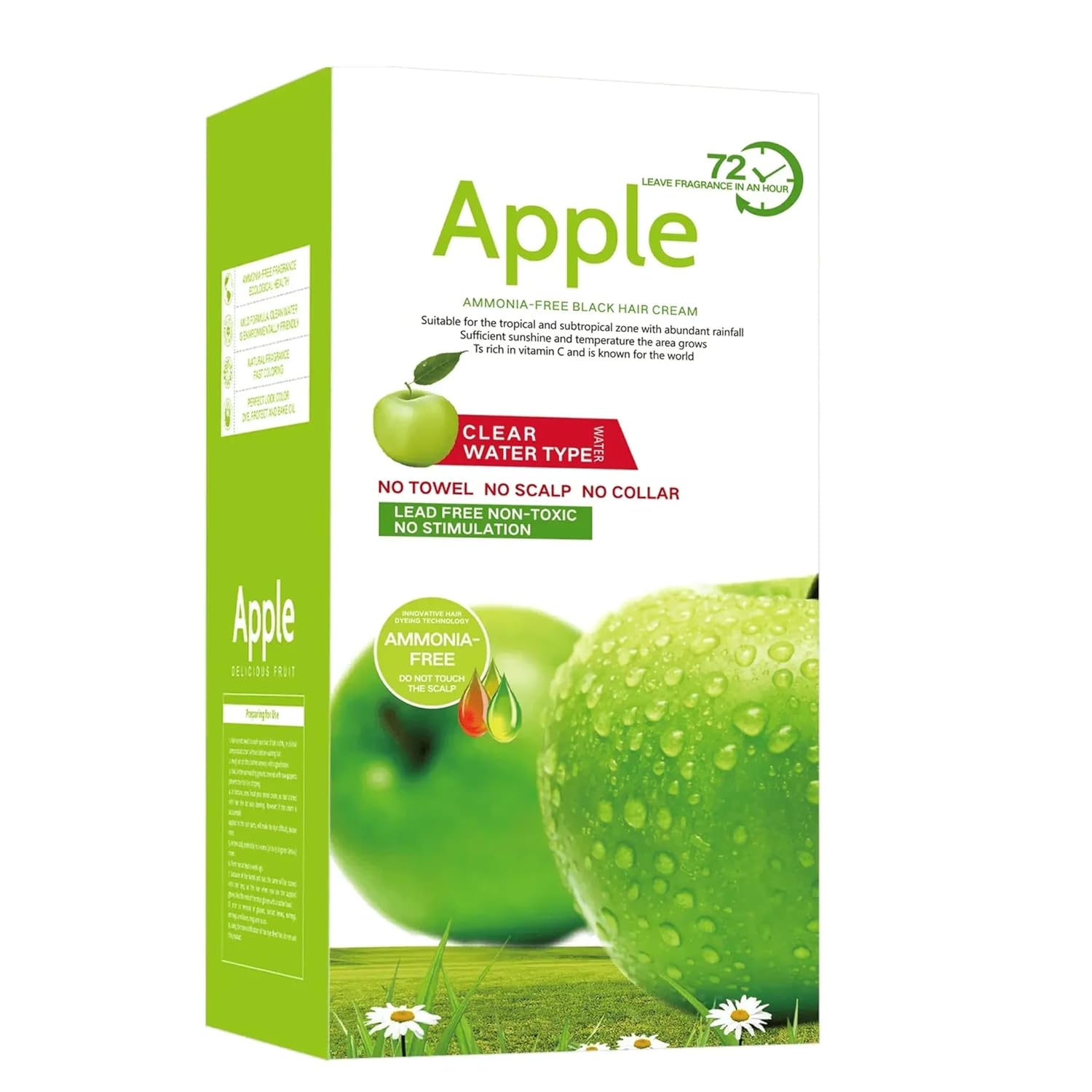 Apple Hair Color Shampoo 500ml – Ammonia Free Natural Black Hair Dye Shampoo for Men & Women