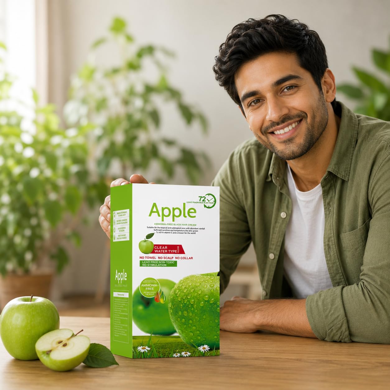 Apple Hair Color Shampoo 500ml – Ammonia Free Natural Black Hair Dye Shampoo for Men & Women