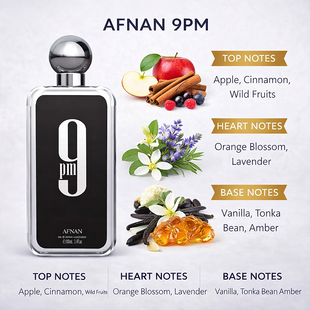 Afnan 9PM Eau De Parfum 100ml – Sweet Vanilla Long Lasting Night Fragrance
