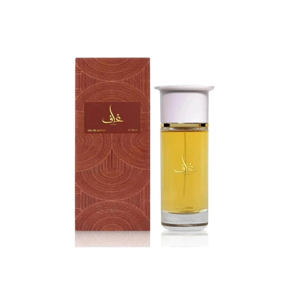 Ahmed Al Maghribi Ghaf Eau de Parfum 100ml golden perfume bottle with matching box