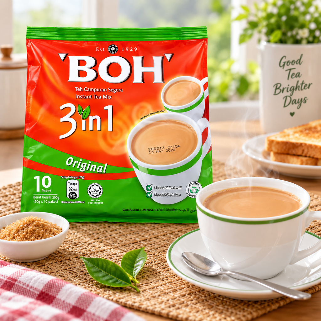 BOH 3 In 1 Instant Tea Mix – Less Sugar 10 Sticks × 20g
