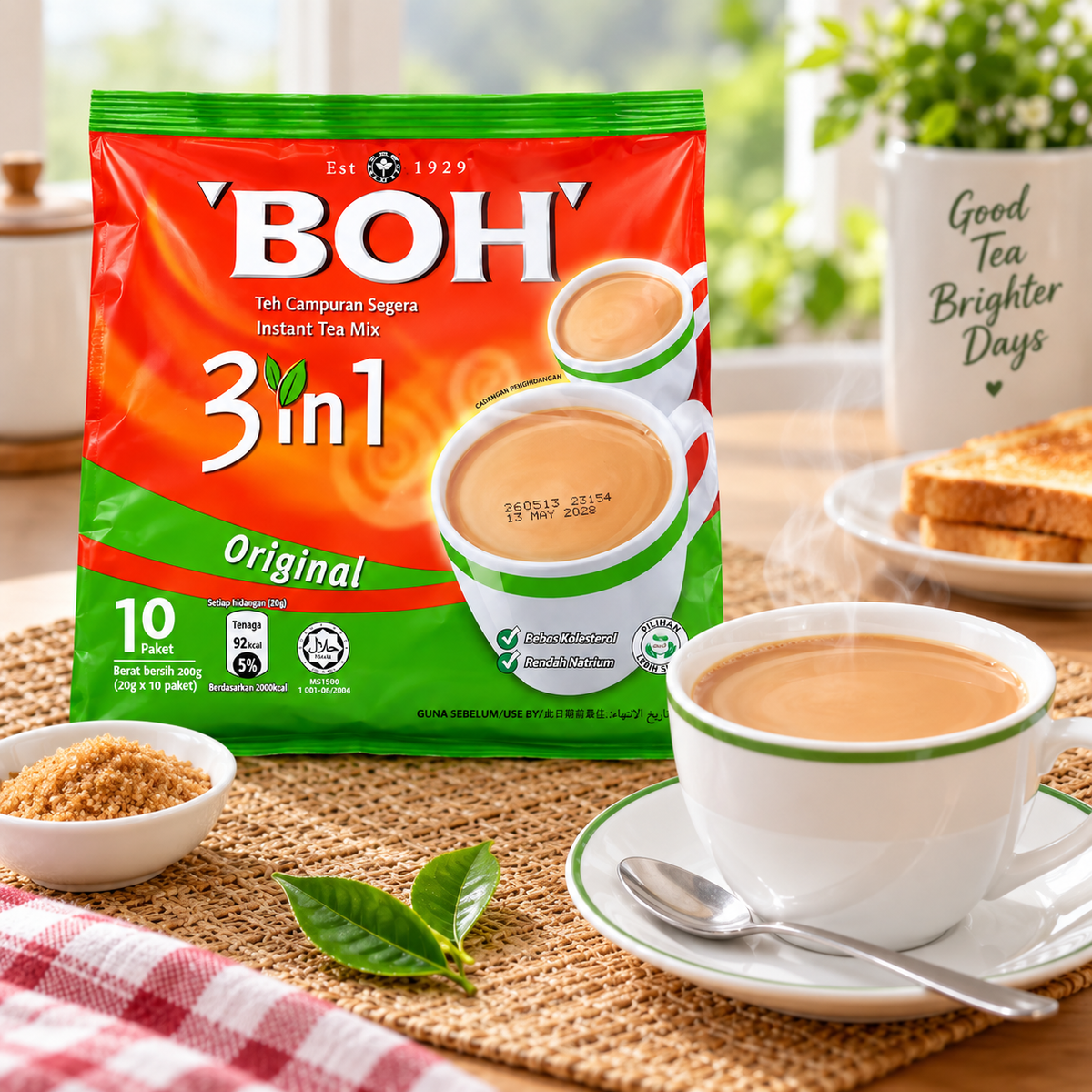BOH 3 In 1 Instant Tea Mix – Less Sugar 10 Sticks × 20g
