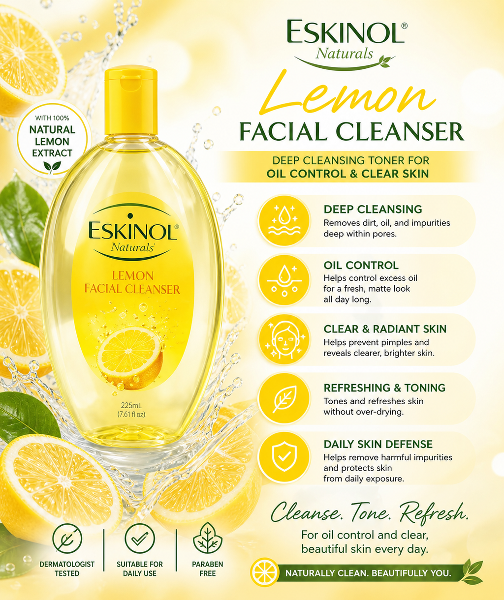 Eskinol Naturals Lemon Facial Cleanser 225 ml – Deep Cleansing & Oil Control Toner for Clear Skin