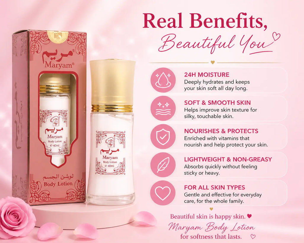 Maryam Body Lotion Pink 40 ml – Hydrating & Softening Moisturizer for Smooth Glowing Skin