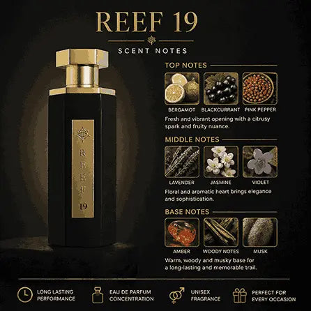 Reef 19 Black Eau De Parfum 100ml – Men's Luxury Perfume | Bold Long Lasting Woody Fragrance