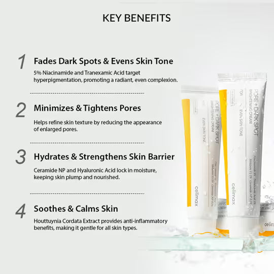 Celimax Pore + Dark Spot Brightening Cream 35ml | Even Skin Tone & Dark Spot Care Moisturizer