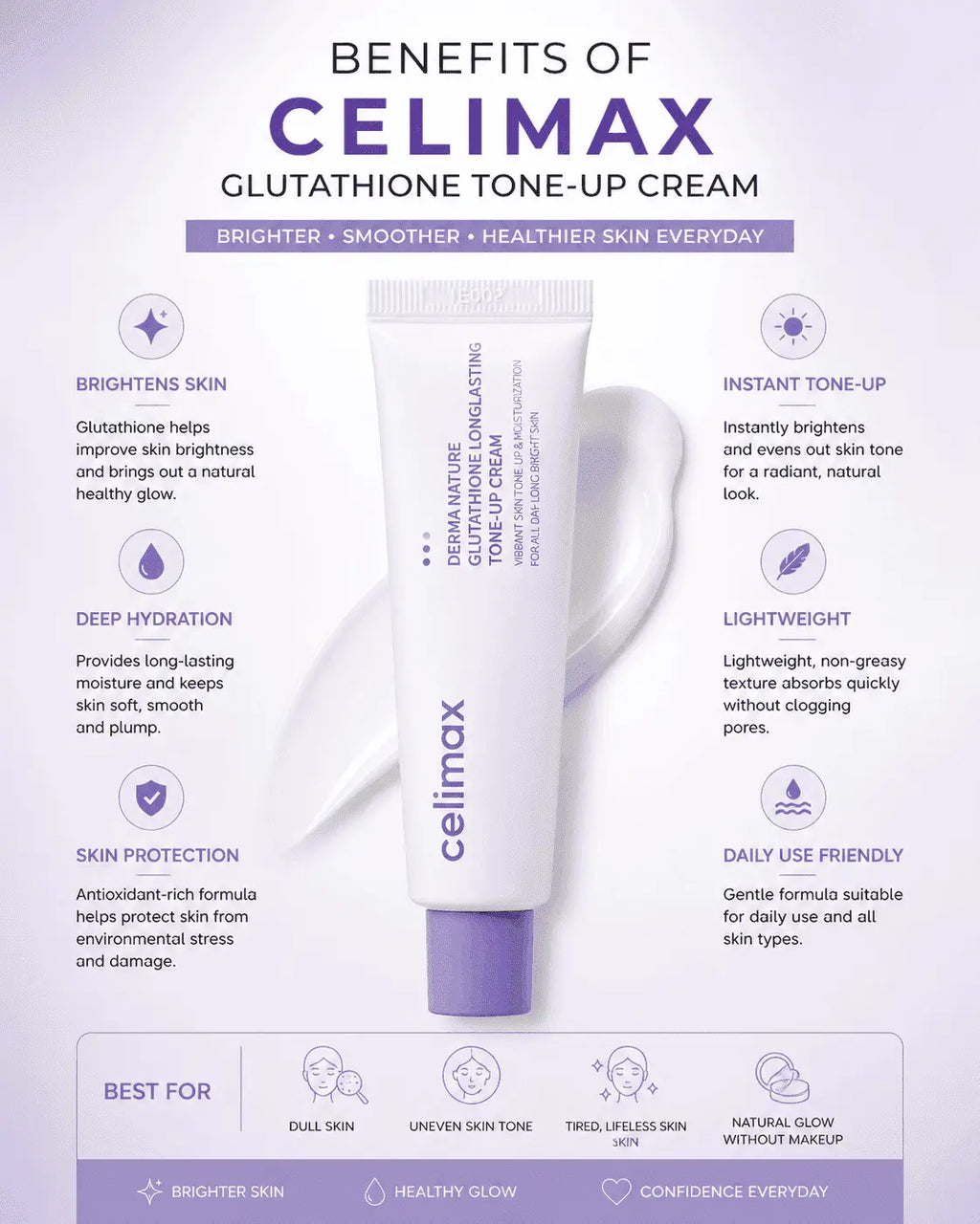 Celimax Derma Nature Glutathione Tone-Up Cream 35ml – Brightening Korean Cream for Instant Glow & Even Skin Tone