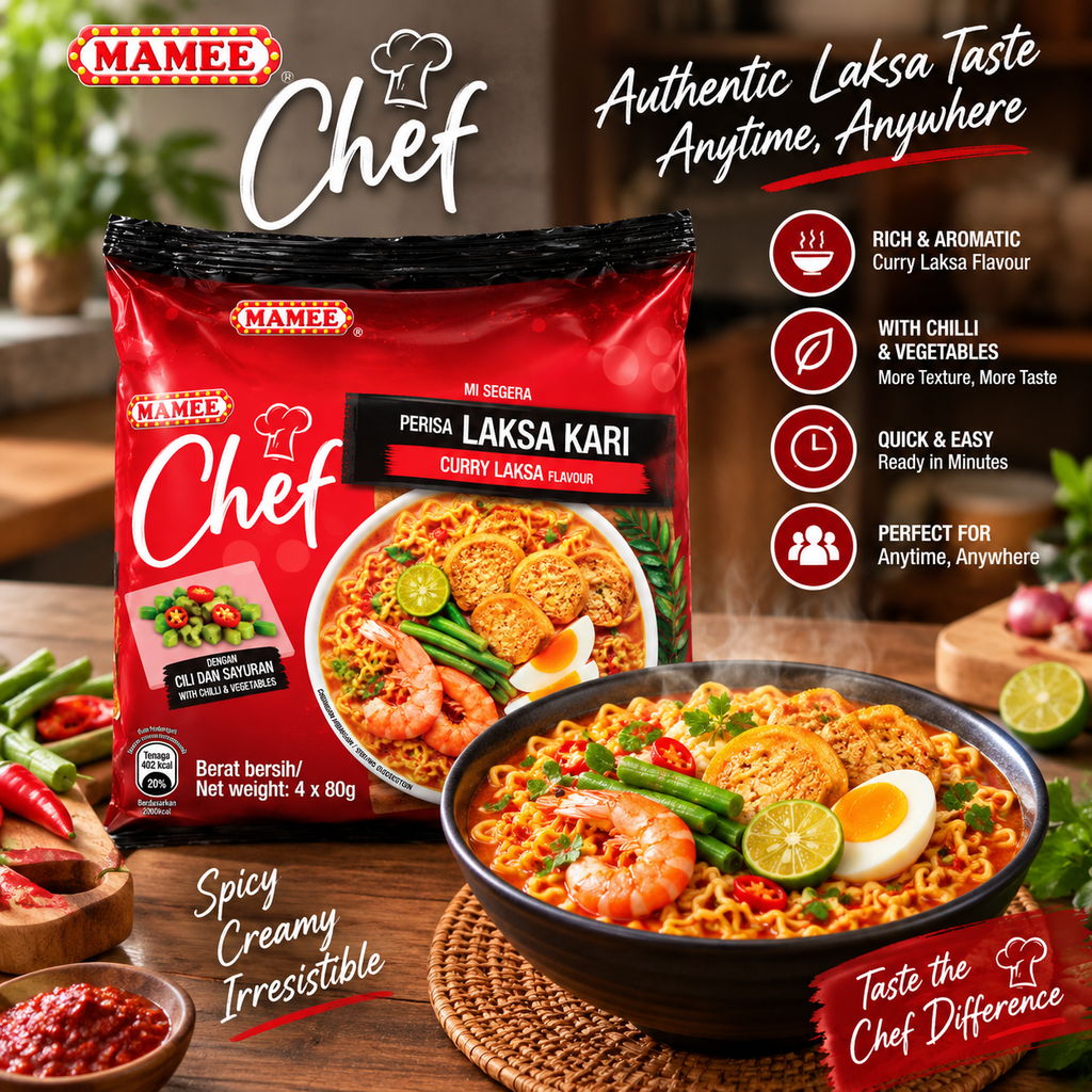 Mamee Chef Curry Laksa instant noodles pack