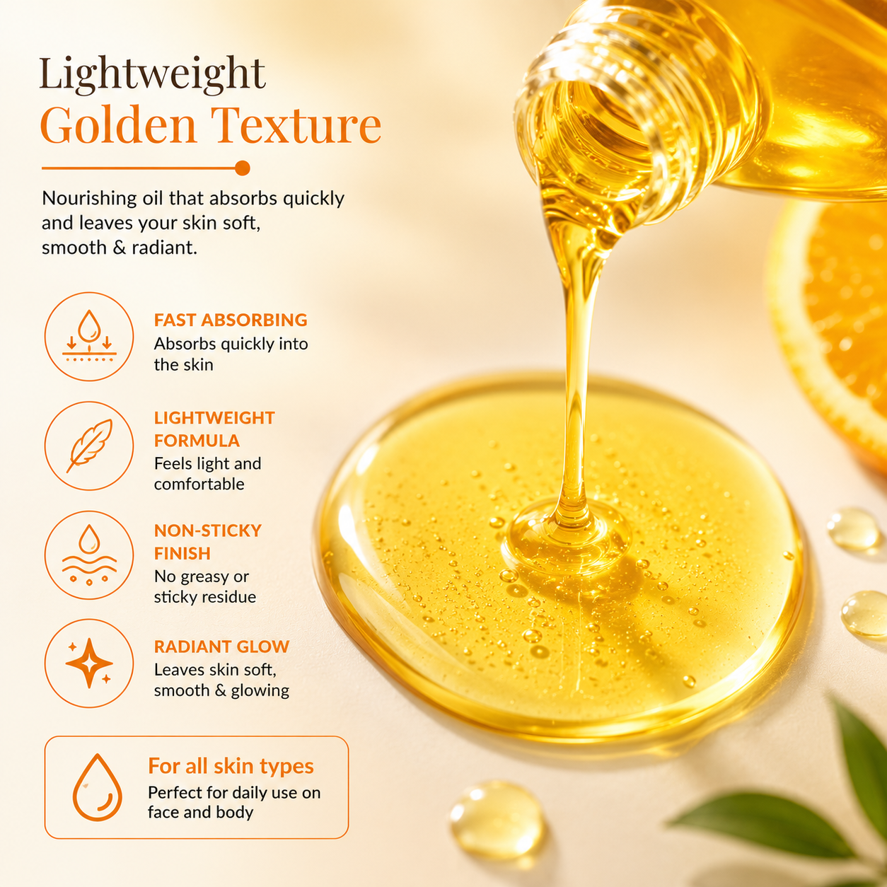 Veetgold Vitamin C Body Corrector Oil 300ml | Whitening & Glowing Oil for Face & Body | Moisturizing Body Oil with SPF15