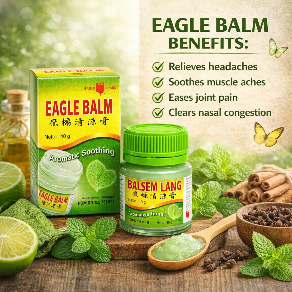 Eagle Brand Green Balm 20g | Aromatic Pain Relief Balm for Muscle, Joint & Headache Comfort