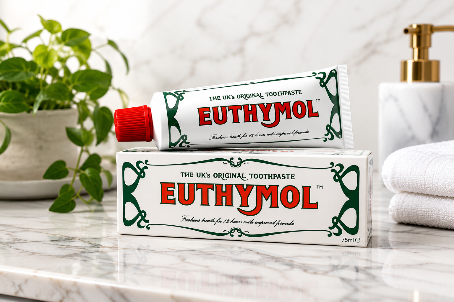 Euthymol Original Toothpaste 75ml | Fluoride-Free Toothpaste with Whitening & Fresh Breath | Pack of 1