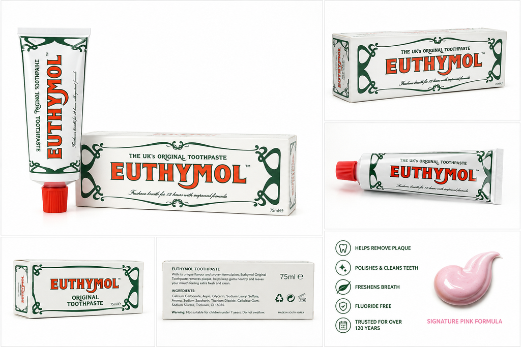 Euthymol Original Toothpaste 75ml | Fluoride-Free Toothpaste with Whitening & Fresh Breath | Pack of 1