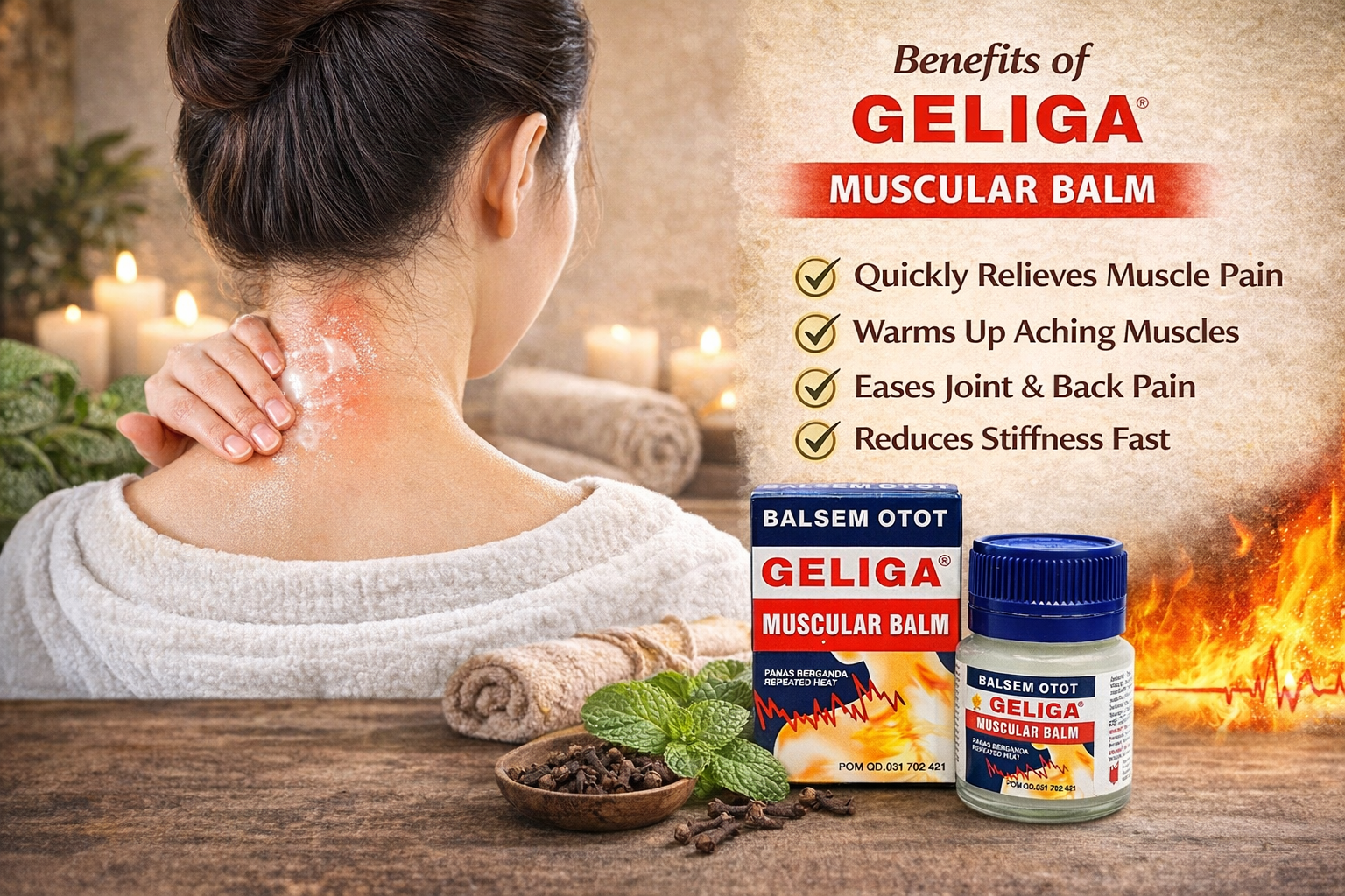 Geliga Muscular Balm 20g | Fast Pain Relief Balm for Muscle Pain, Joint Pain, Backache, Sprains & Stiffness