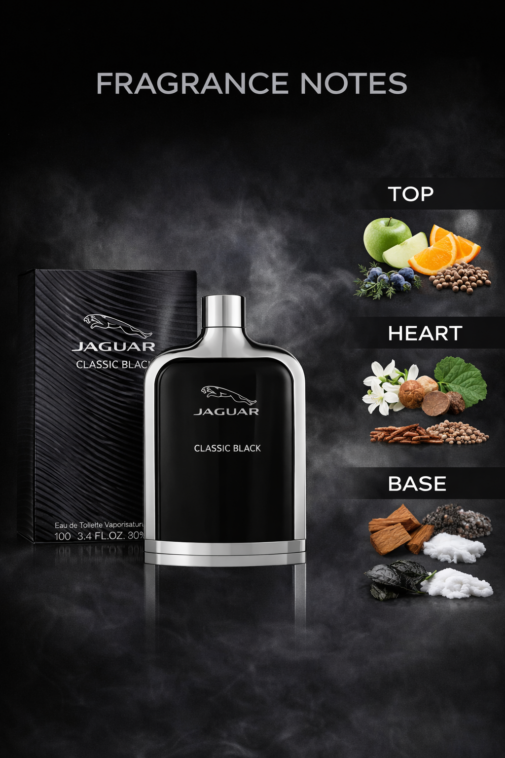 Jaguar Classic Black Perfume 100ml for Men – Luxury Long Lasting Eau de Toilette Fragrance