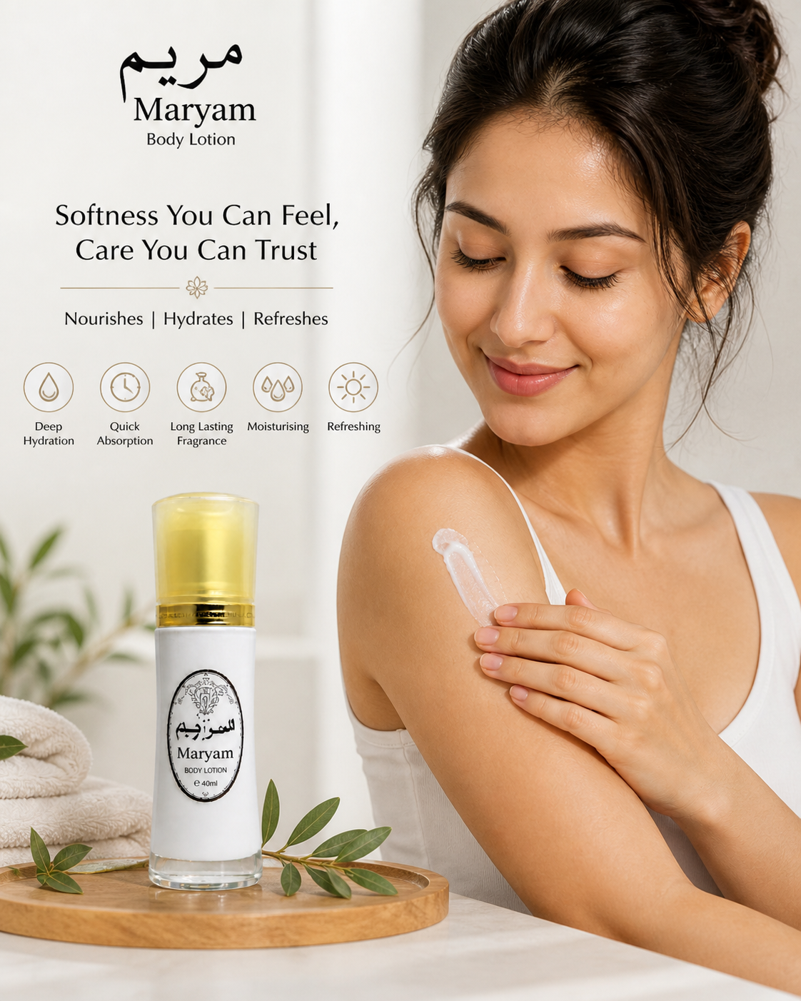 Maryam Body Lotion 40 ml – Hydrating Lightweight Moisturizer for Soft & Smooth Skin