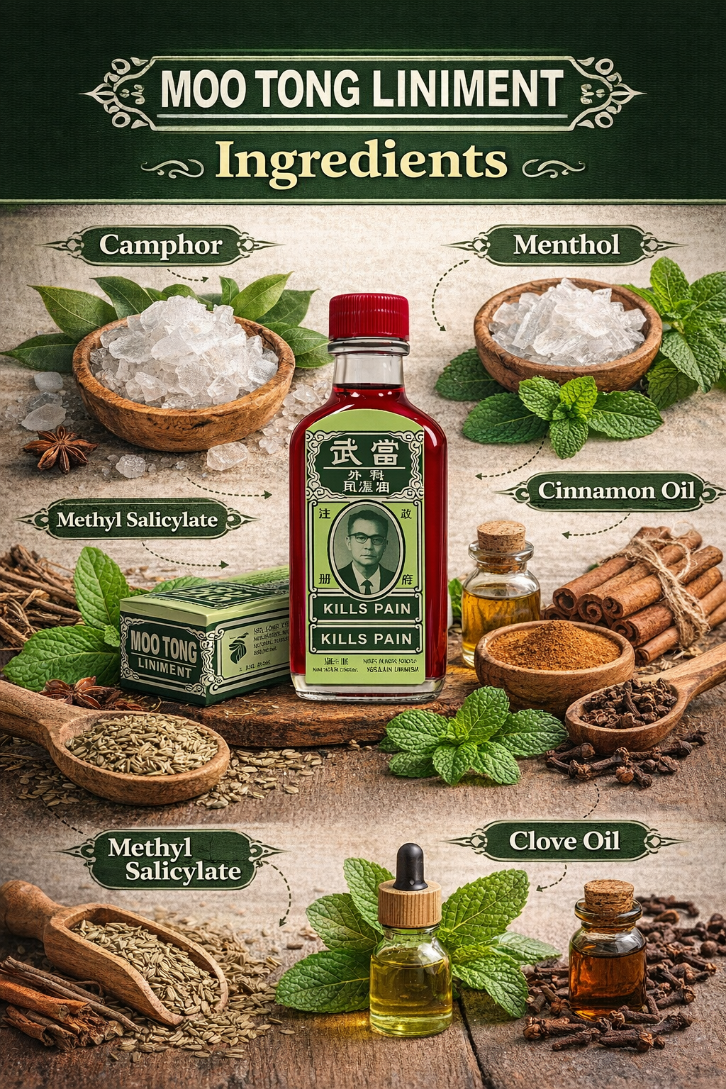 Moo Tong Liniment Pain Relief Oil 60ml | Fast Relief for Joint Pain, Backache, Muscle Fatigue & Stiffness
