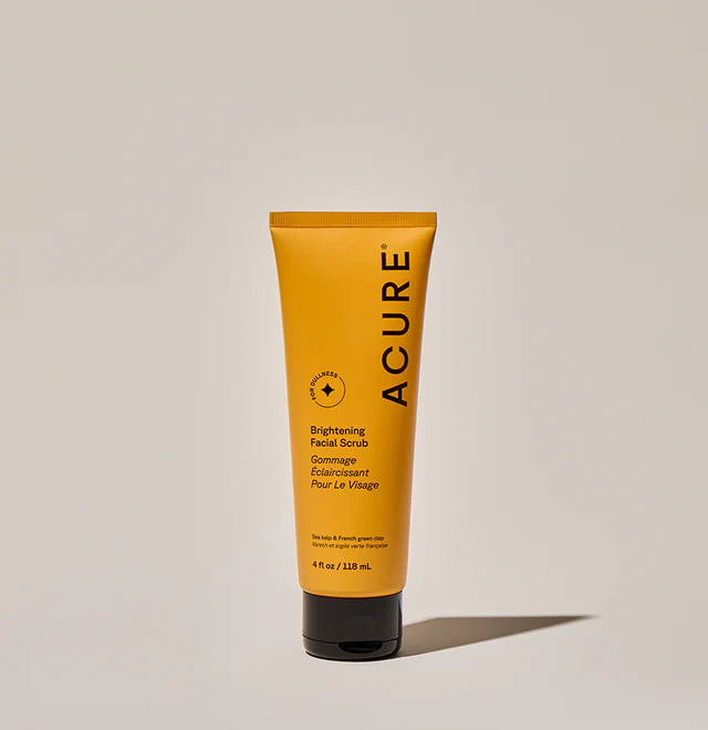 Acure Brightening Facial Scrub 118ml | Sea Kelp & French Green Clay Exfoliating Face Scrub