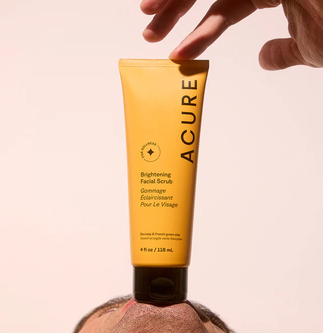 Acure Brightening Facial Scrub 118ml | Sea Kelp & French Green Clay Exfoliating Face Scrub