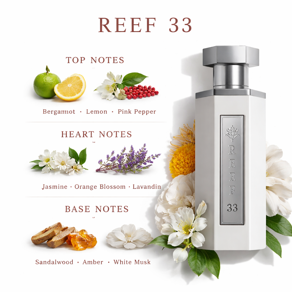 Reef 33 White Eau De Parfum 100ml – Luxury Unisex Perfume | Fresh Clean Long Lasting Premium Fragrance