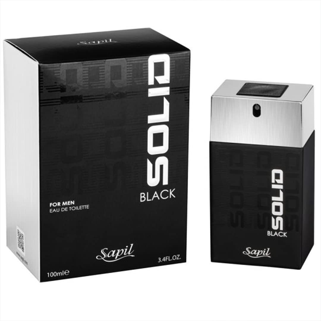 Sapil Solid Black Eau De Toilette 100ml – Men's Long Lasting Perfume | Bold Woody Aromatic Fragrance