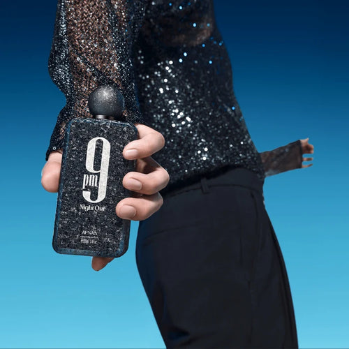 Afnan 9PM Night Out fragrance featured in a contemporary lifestyle campaign