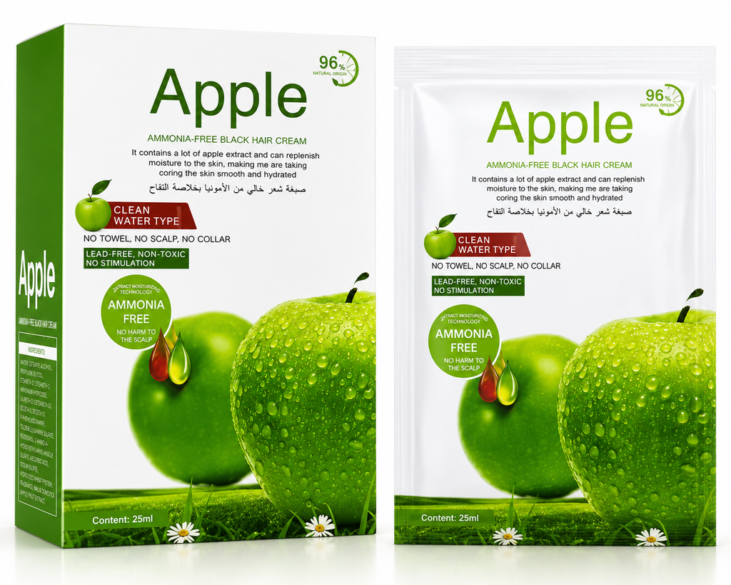 Apple Hair Color Shampoo 300ml – Ammonia Free Natural Black Hair Dye Shampoo for Men & Women