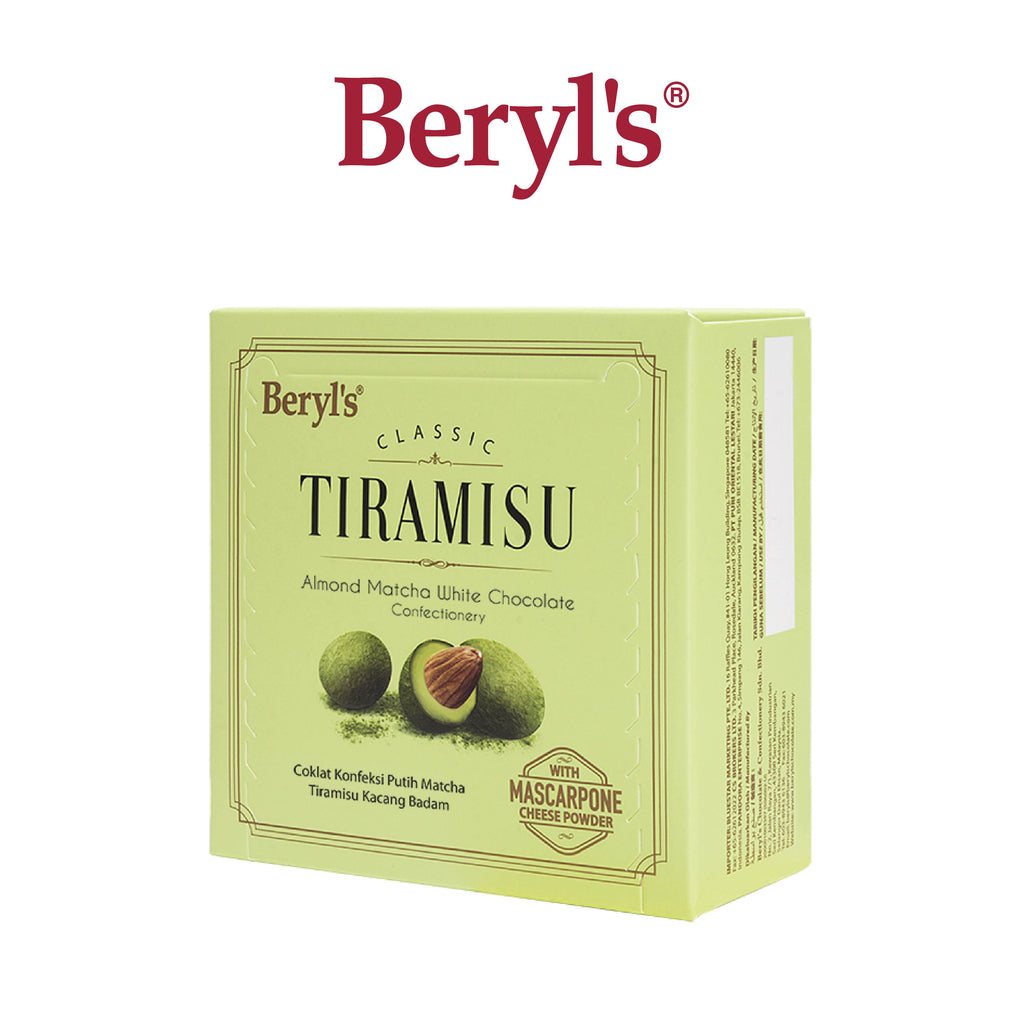 Beryl's Classic Tiramisu Almond Matcha White Chocolate Confectionery 50g | Imported Malaysian Chocolate