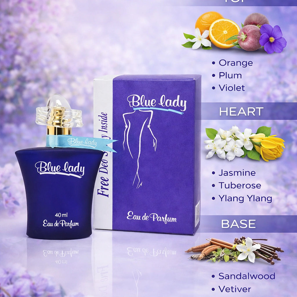 Rasasi Blue Lady Perfume 40ml EDP for Women – Long Lasting Floral Fruity Musky Fragrance